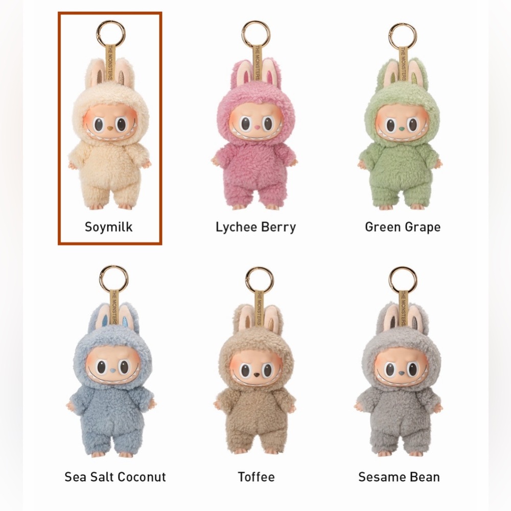 POP MART Labubu - THE MONSTERS Exciting Macaron SOYMILK (cream) Vinyl Face Plush - Picture 2 of 8